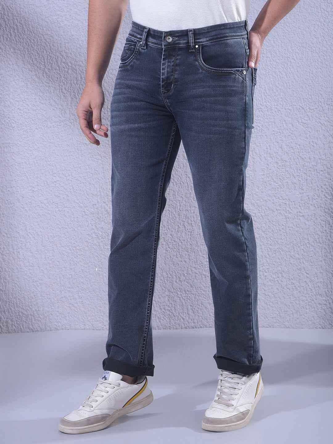 Dark Blue Straight Stretch Jeans