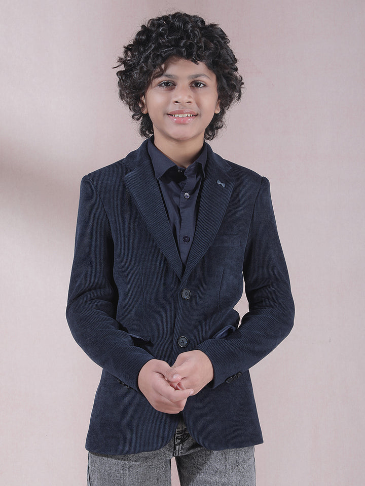 Navy Blue Notched Lapel Blazer