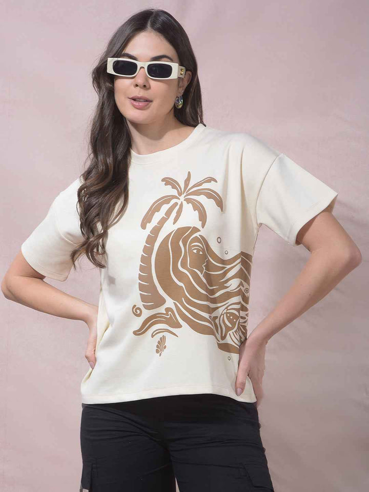 SurgeSand Beige Palm Graphic Tee