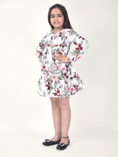 Brown Floral Print A-Line Dress