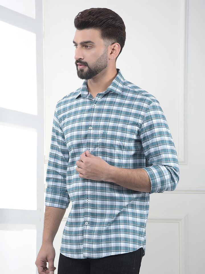 Zen Teal Check 100% Cotton Shirt