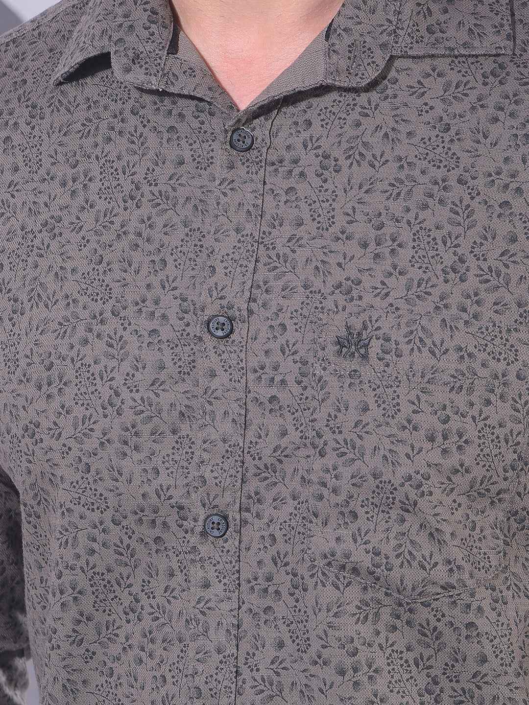 Grey Floral Print Shirt