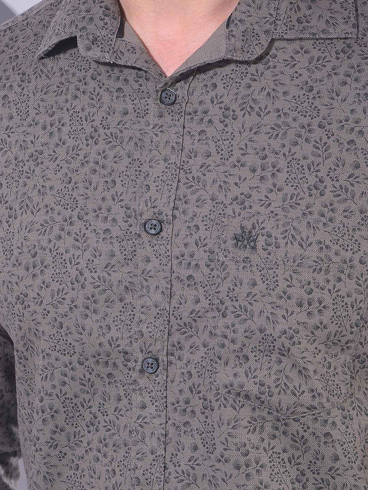 Grey Floral Print Shirt