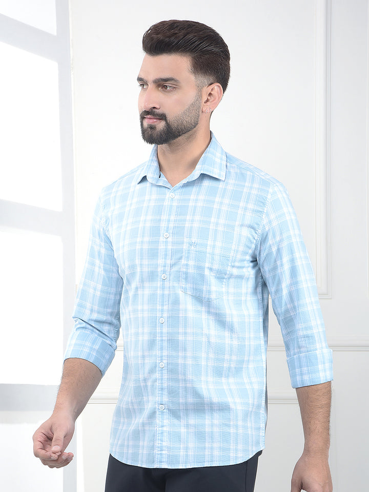Blue Checked 100% Cotton Shirt