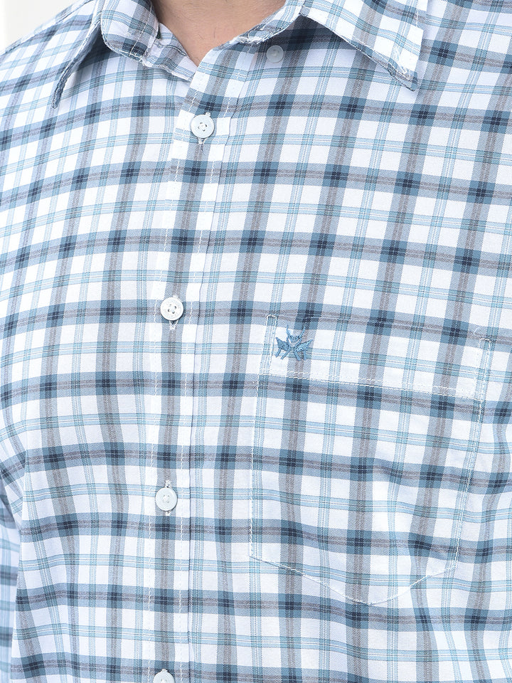 Talon Blue Checked 100% Cotton Shirt