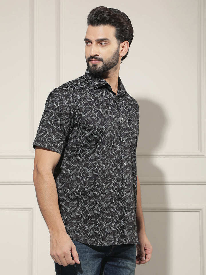 Black Printed 100% Cotton Shirt