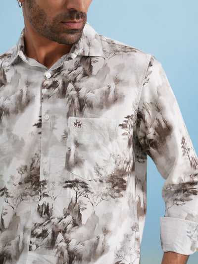 Brown Floral Print Shirt