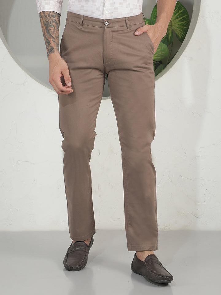 Modern Dune Khaki Straight Trousers