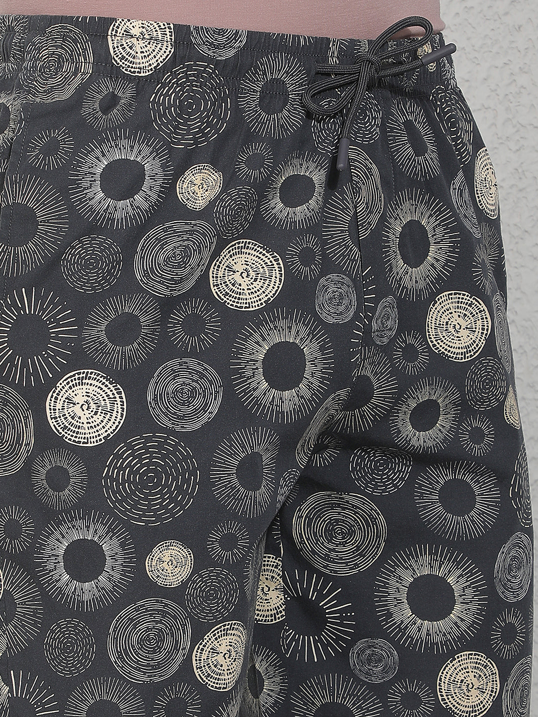 Black 100% Cotton Graphic Printed Lounge Shorts