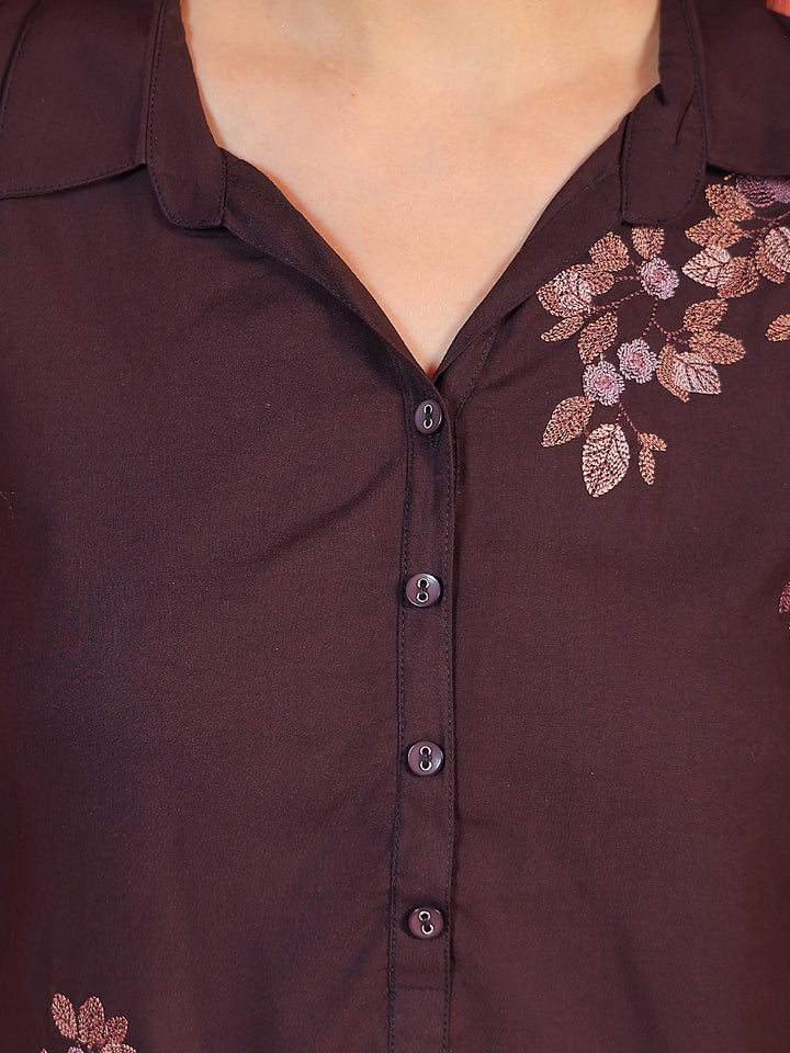 Urban Deep Wine Embroidered Top