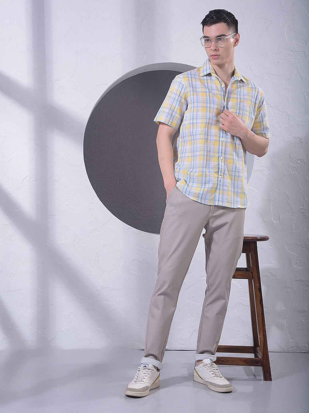 Yellow Checked Linen Shirt