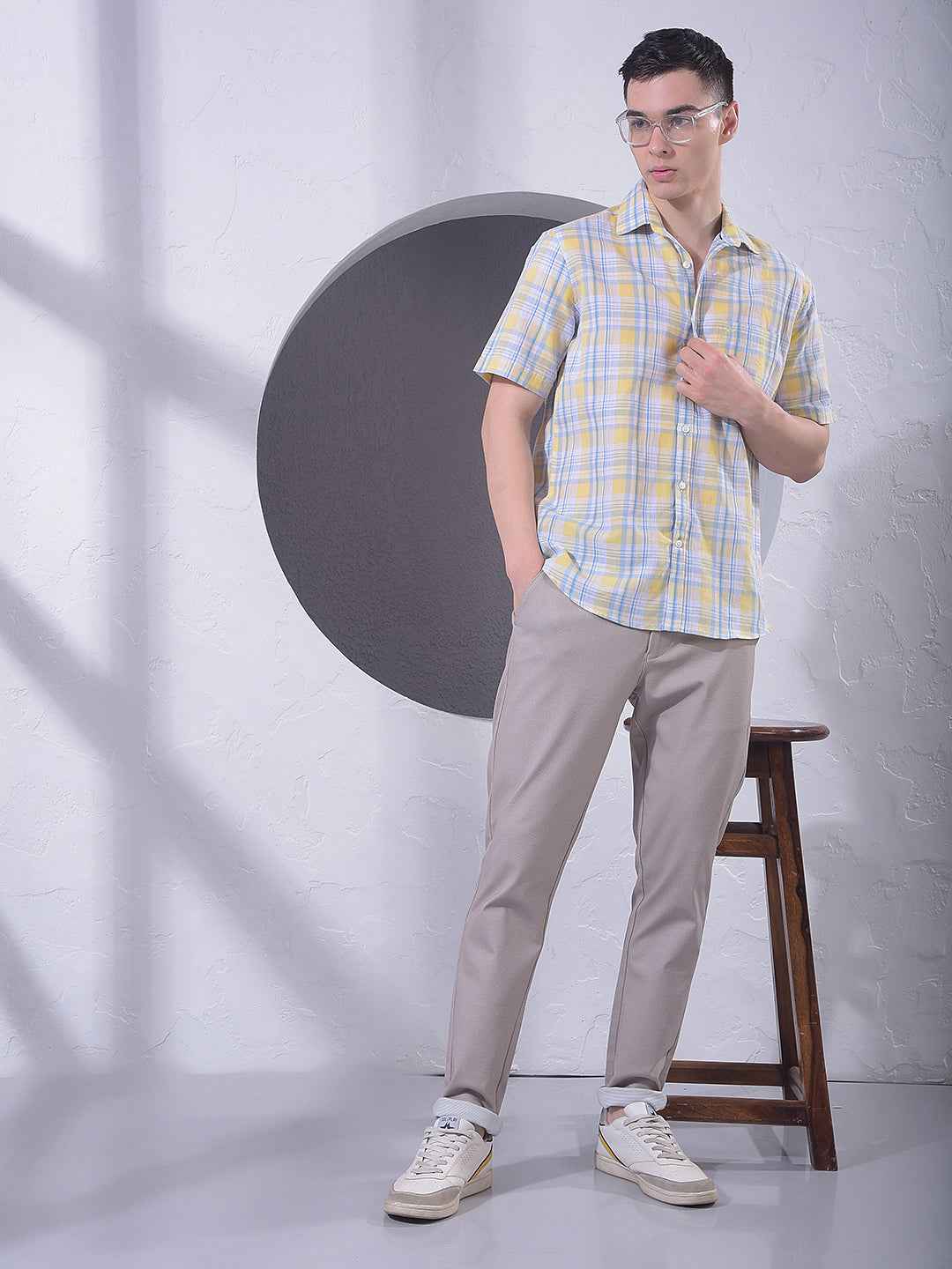 Yellow Checked Linen Shirt