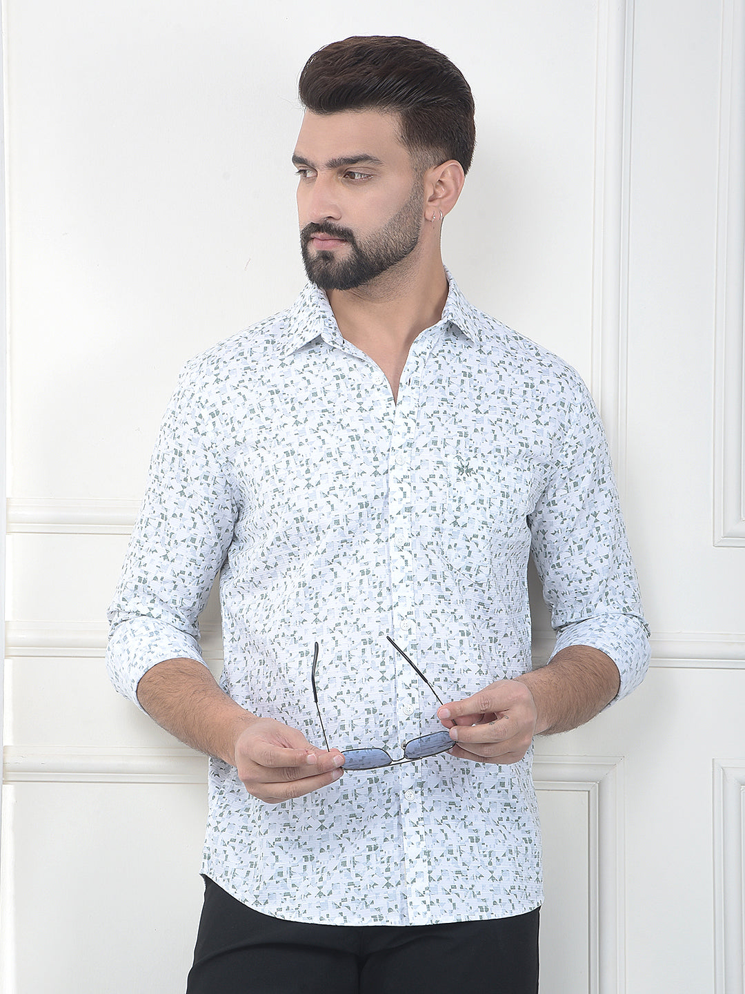 White Printed 100% Cotton Shirt