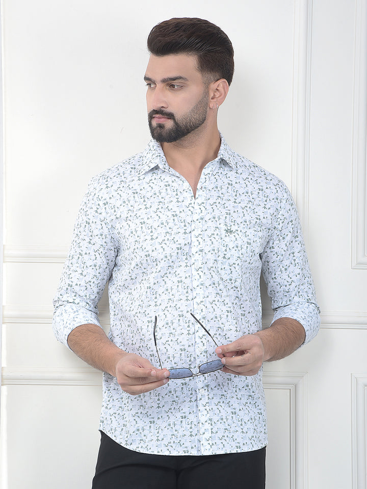 White Printed 100% Cotton Shirt