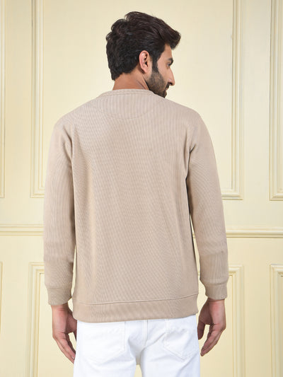 Beige Typographic Print Sweatshirt