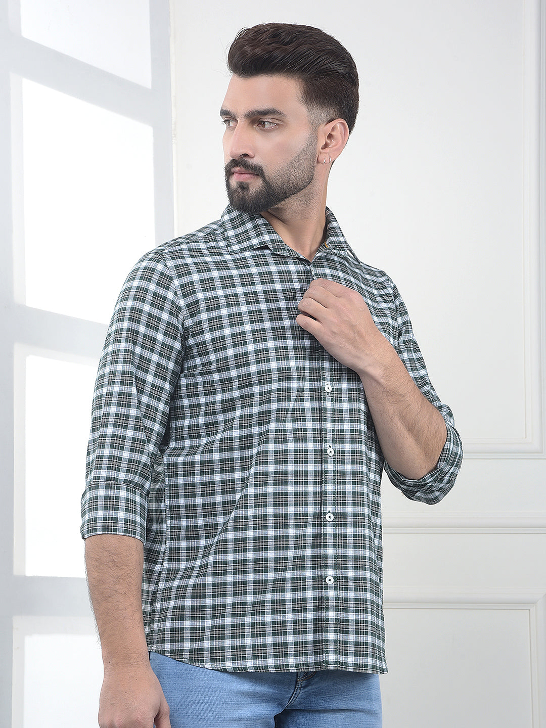 Ignite Forest Checked 100% Cotton Shirt