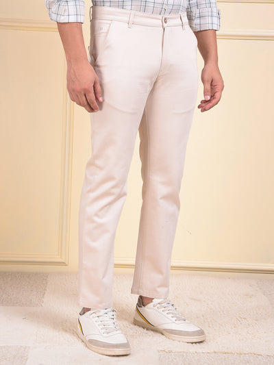 Beige Straight Trousers