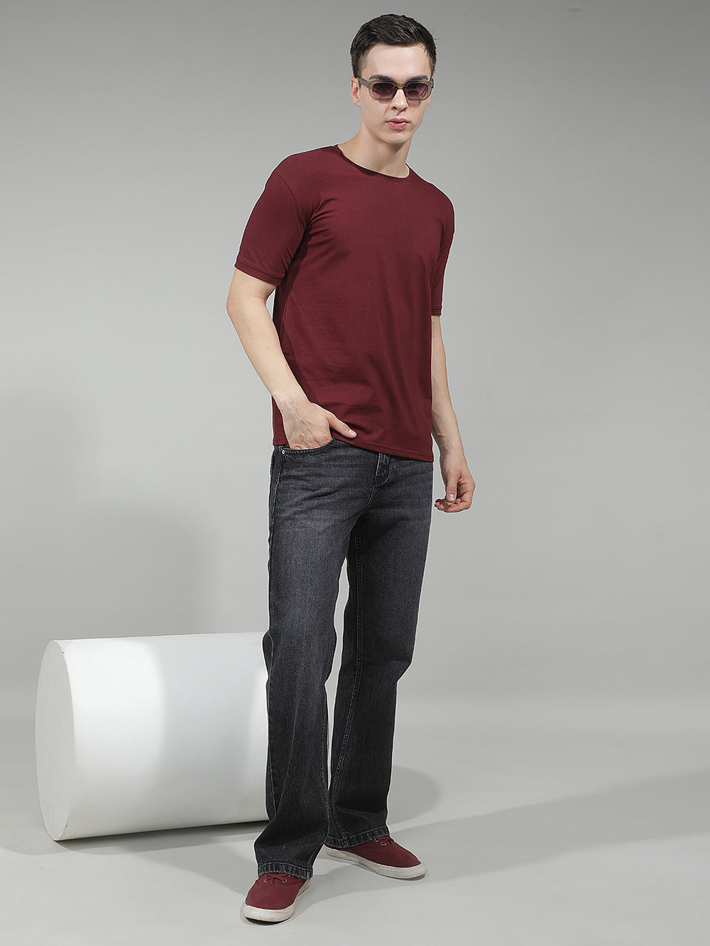 Grey 100% cotton Baggy Jeans