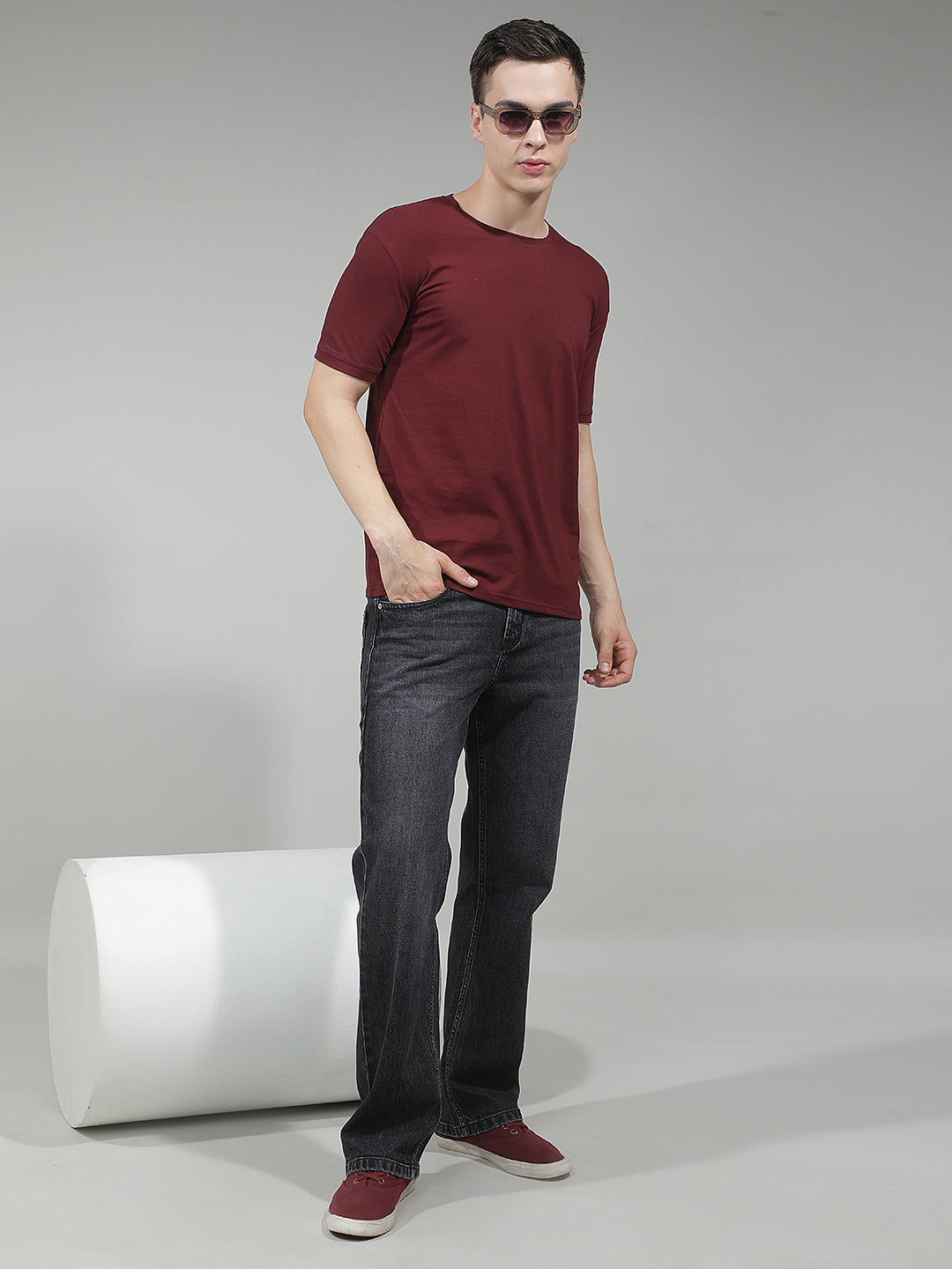Grey 100% cotton Baggy Jeans