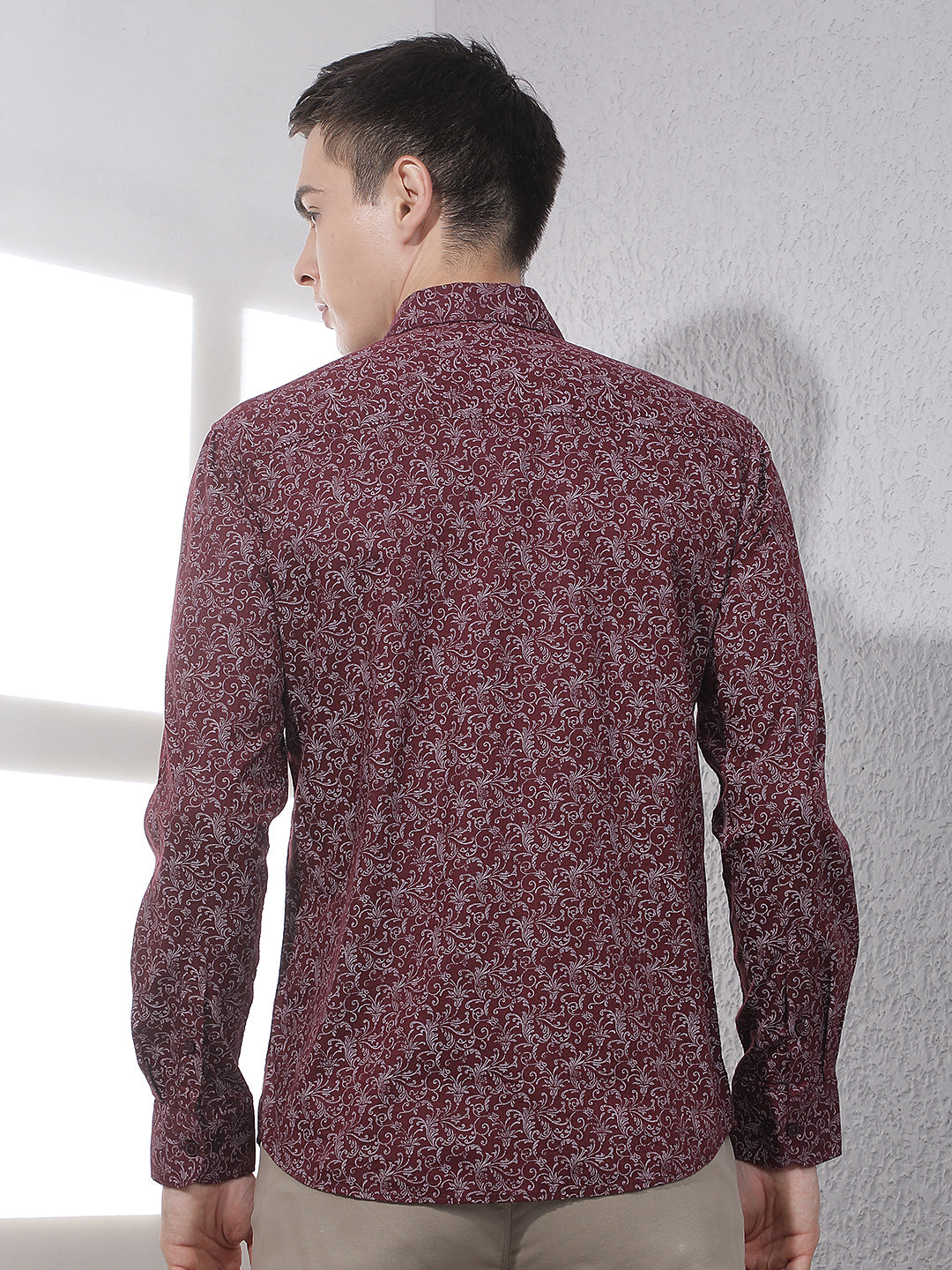 Wine Paisley Print Shirt