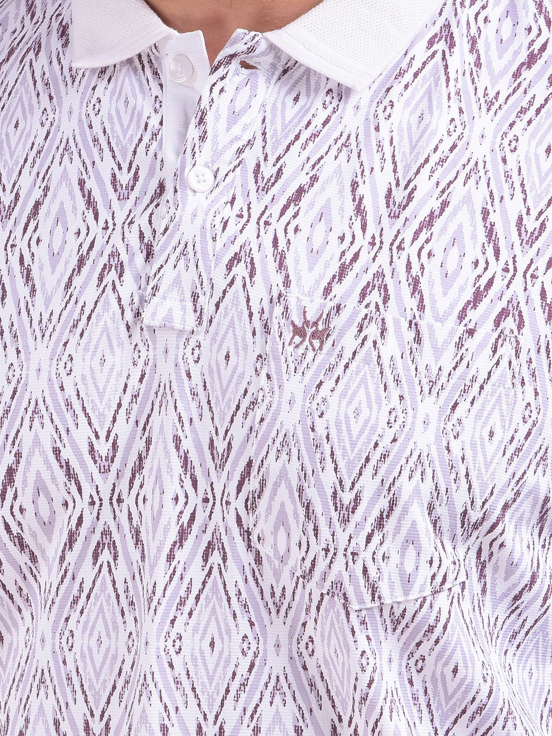 Pink Printed Polo Neck T-Shirt