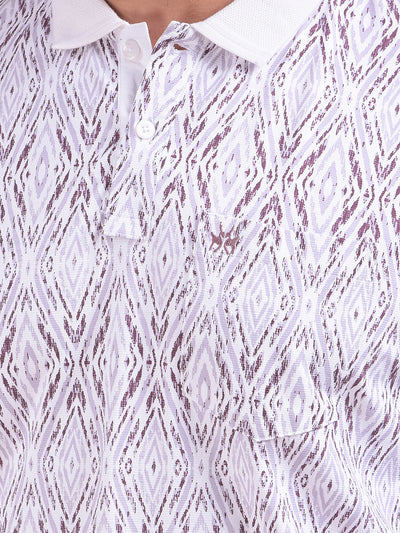 Pink Printed Polo Neck T-Shirt