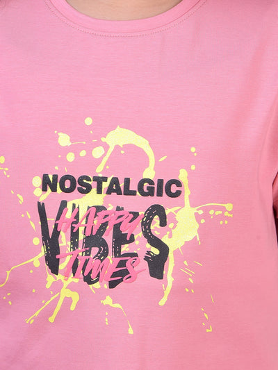 Pink Graphic Print Cropped T-Shirt