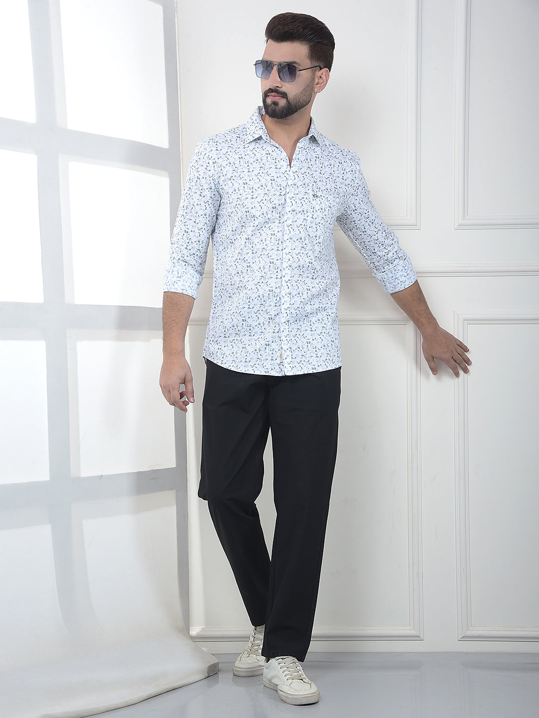 White Printed 100% Cotton Shirt