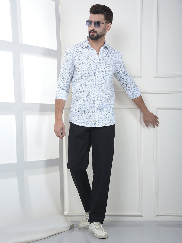 White Printed 100% Cotton Shirt