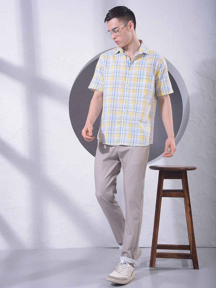 Yellow Checked Linen Shirt