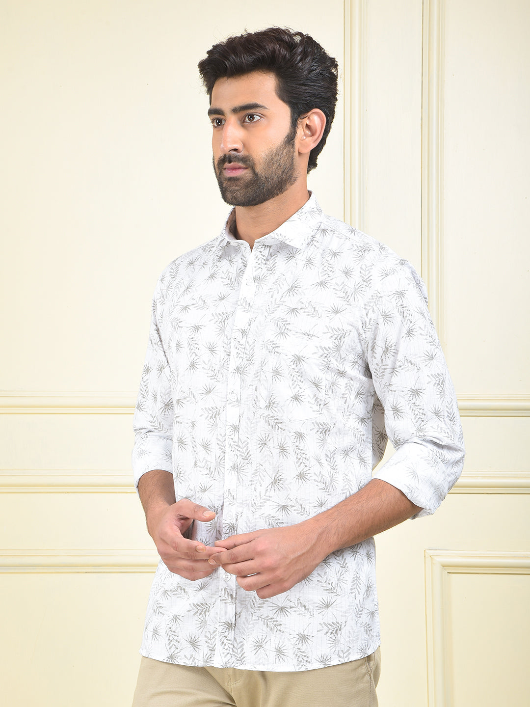 Clean Cut White Floral Print Shirt