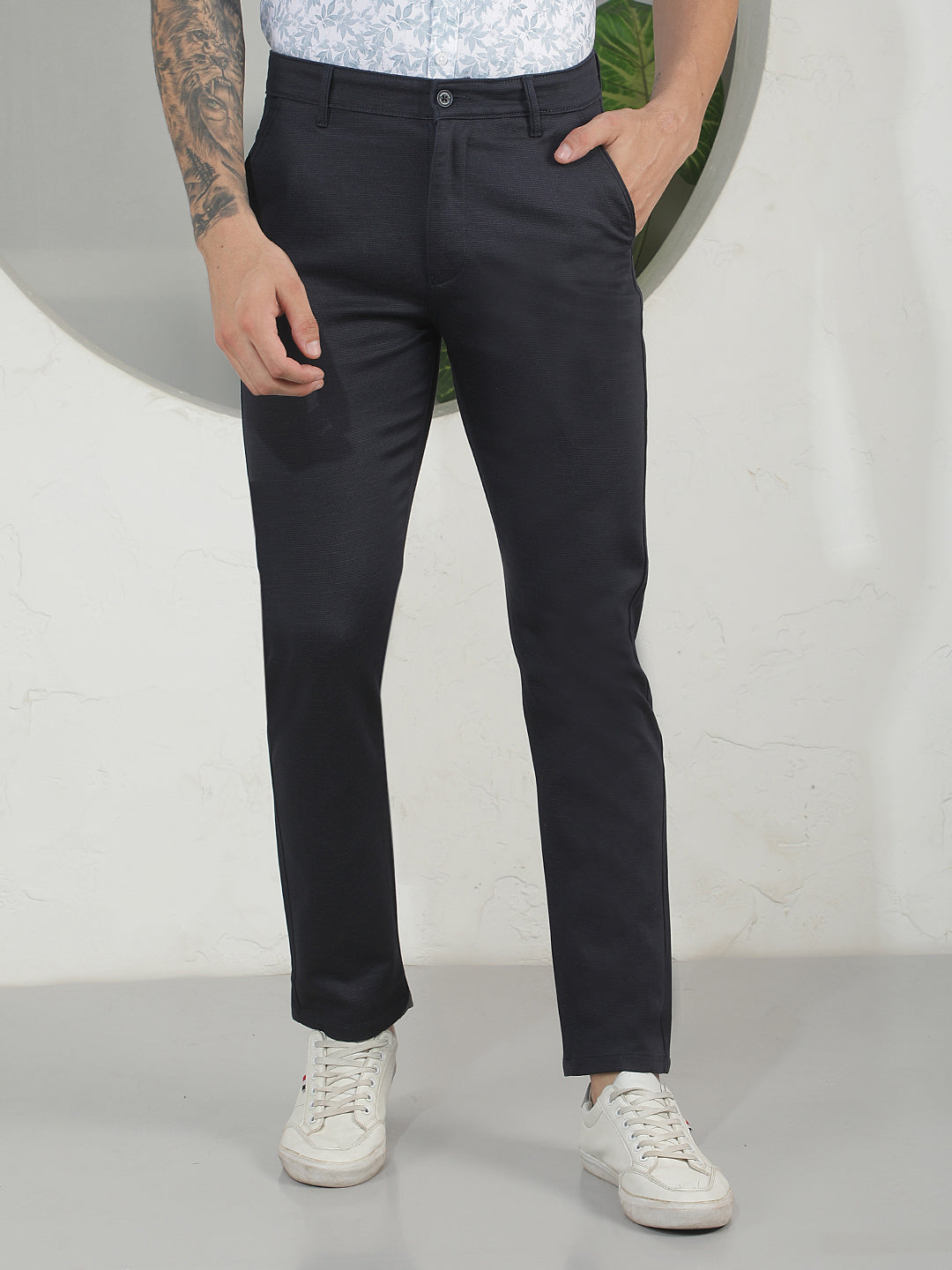 Chic Anchor Blue Navy Blue Trousers