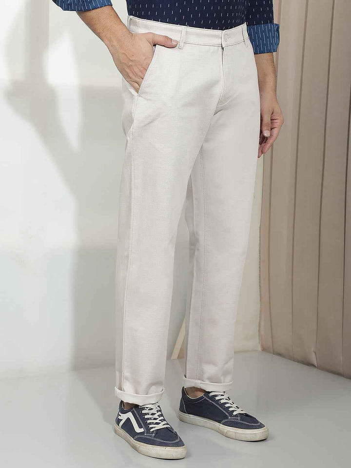 Beige Straight Trousers