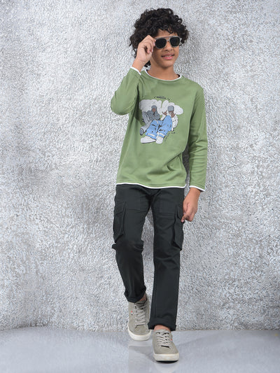 Green Graphic Print 100% Cotton T-Shirt