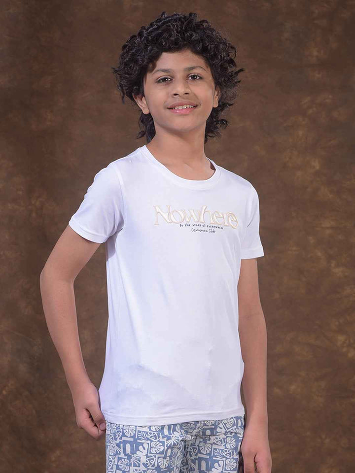 White Typographic Print T-Shirt