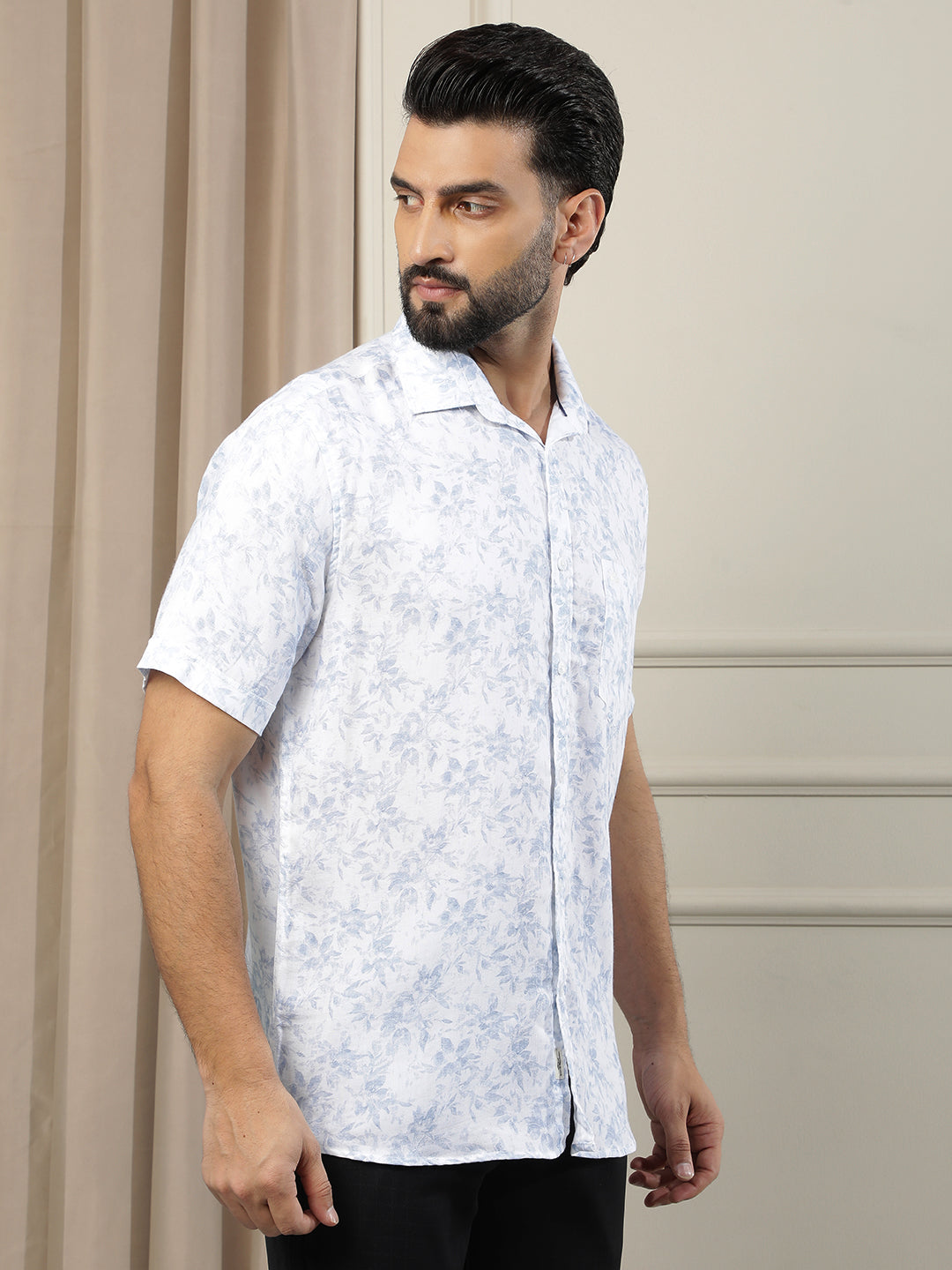 Blue Floral Print Shirt
