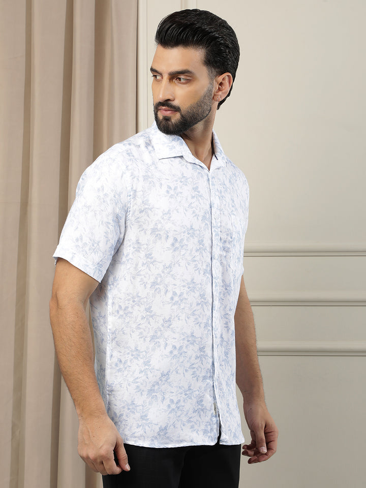 Blue Floral Print Shirt