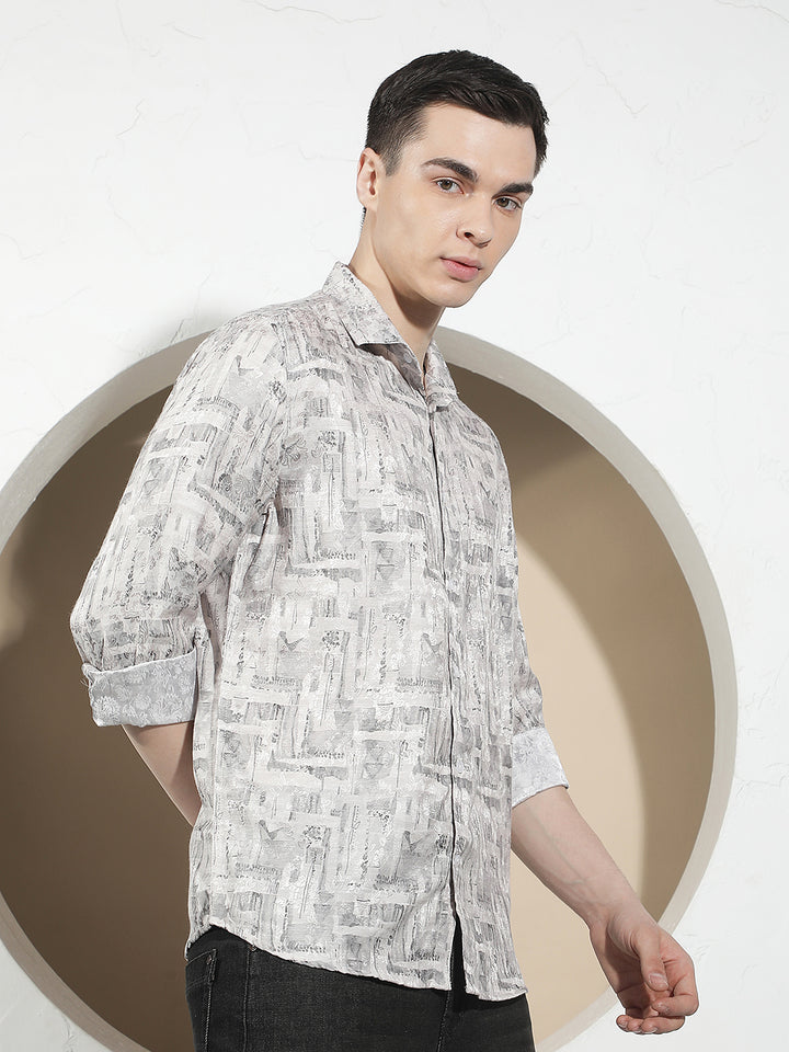 Beige Floral Print Shirt
