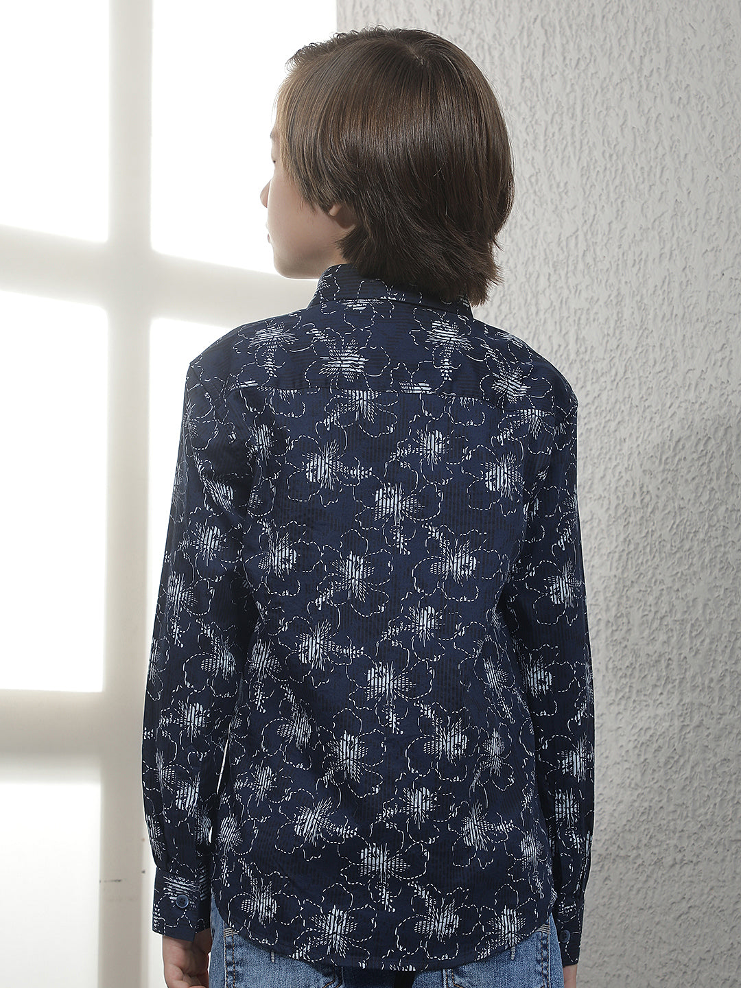 Blue Floral Print 100% Cotton Shirt
