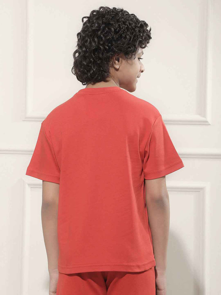 Red Typographic Print 100% Cotton T-Shirt