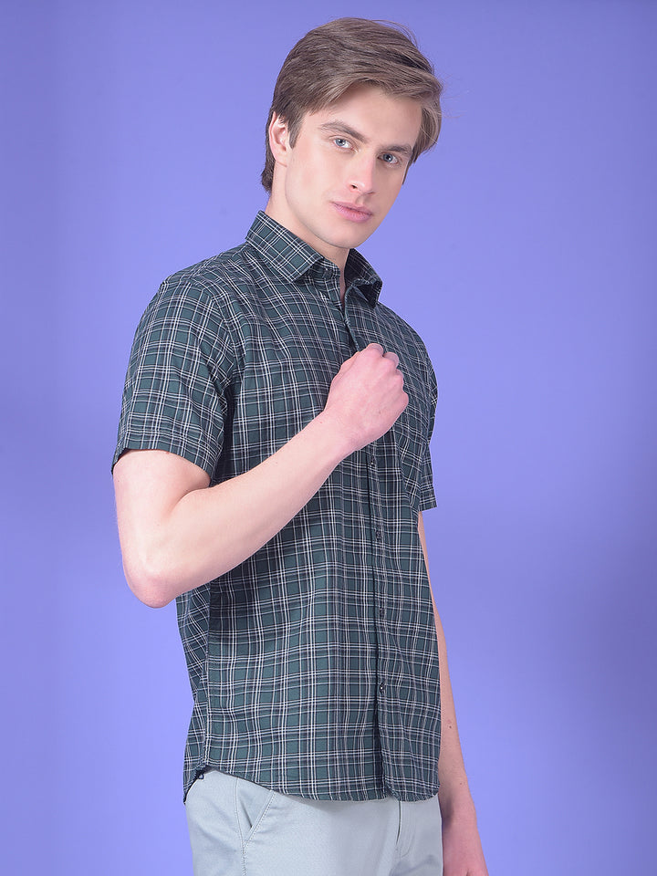 Forest Green Checked 100% Cotton Shirt