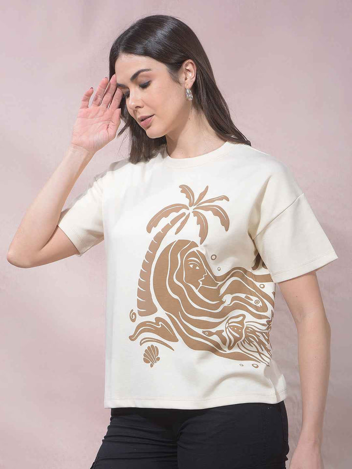 SurgeSand Beige Palm Graphic Tee