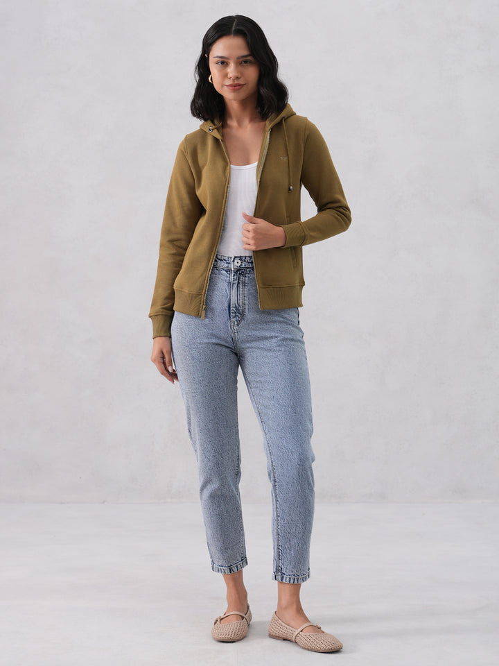 Olive Hooded Neck Sweatshirt