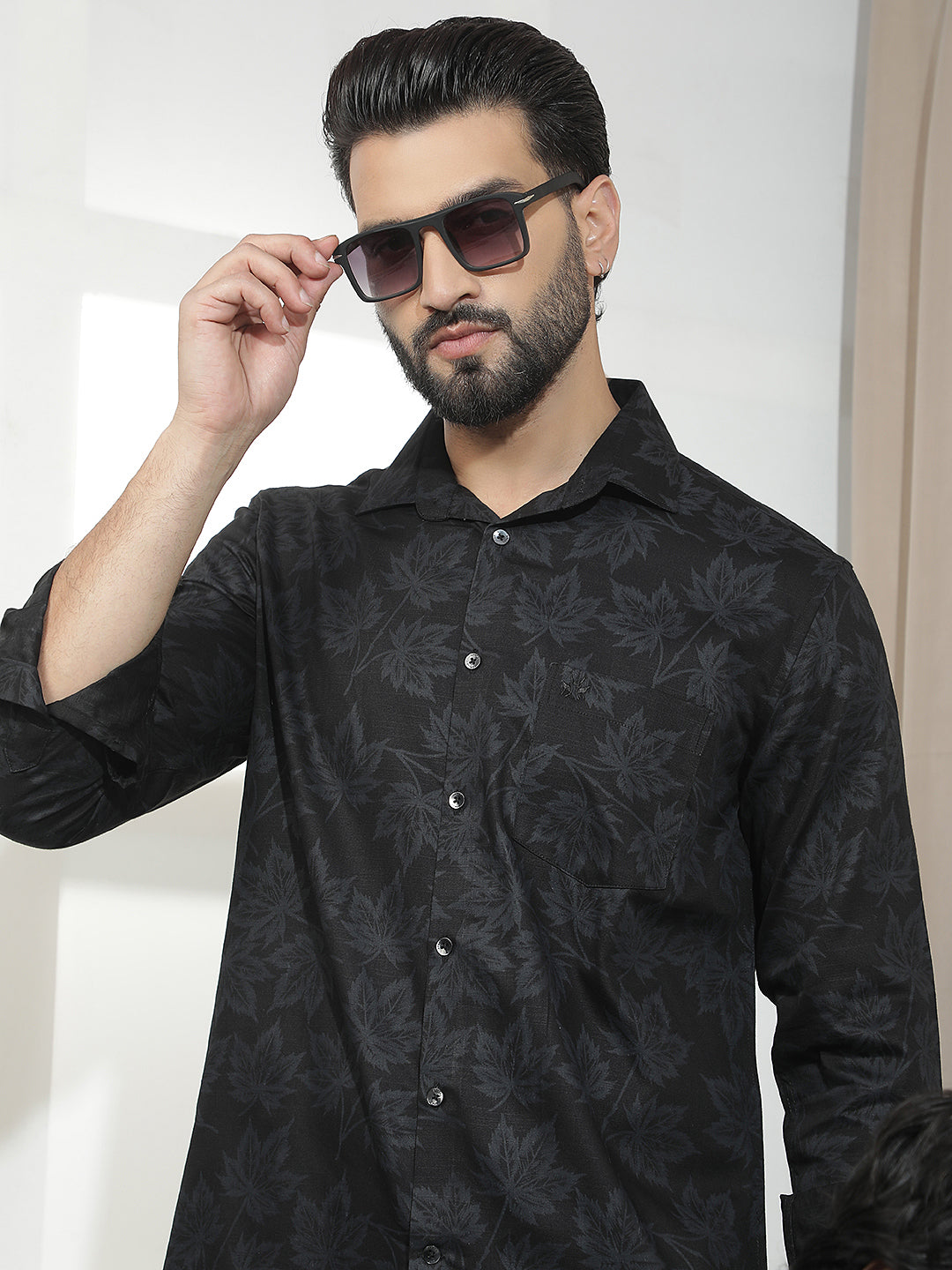 Black Floral Print Shirt