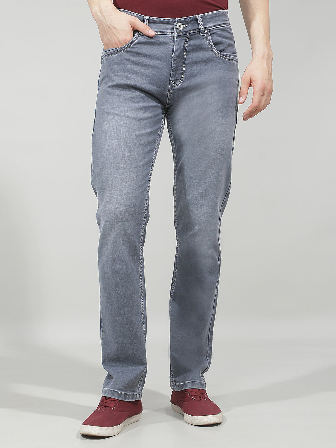 Sleek Graphite Grey Straight Jeans