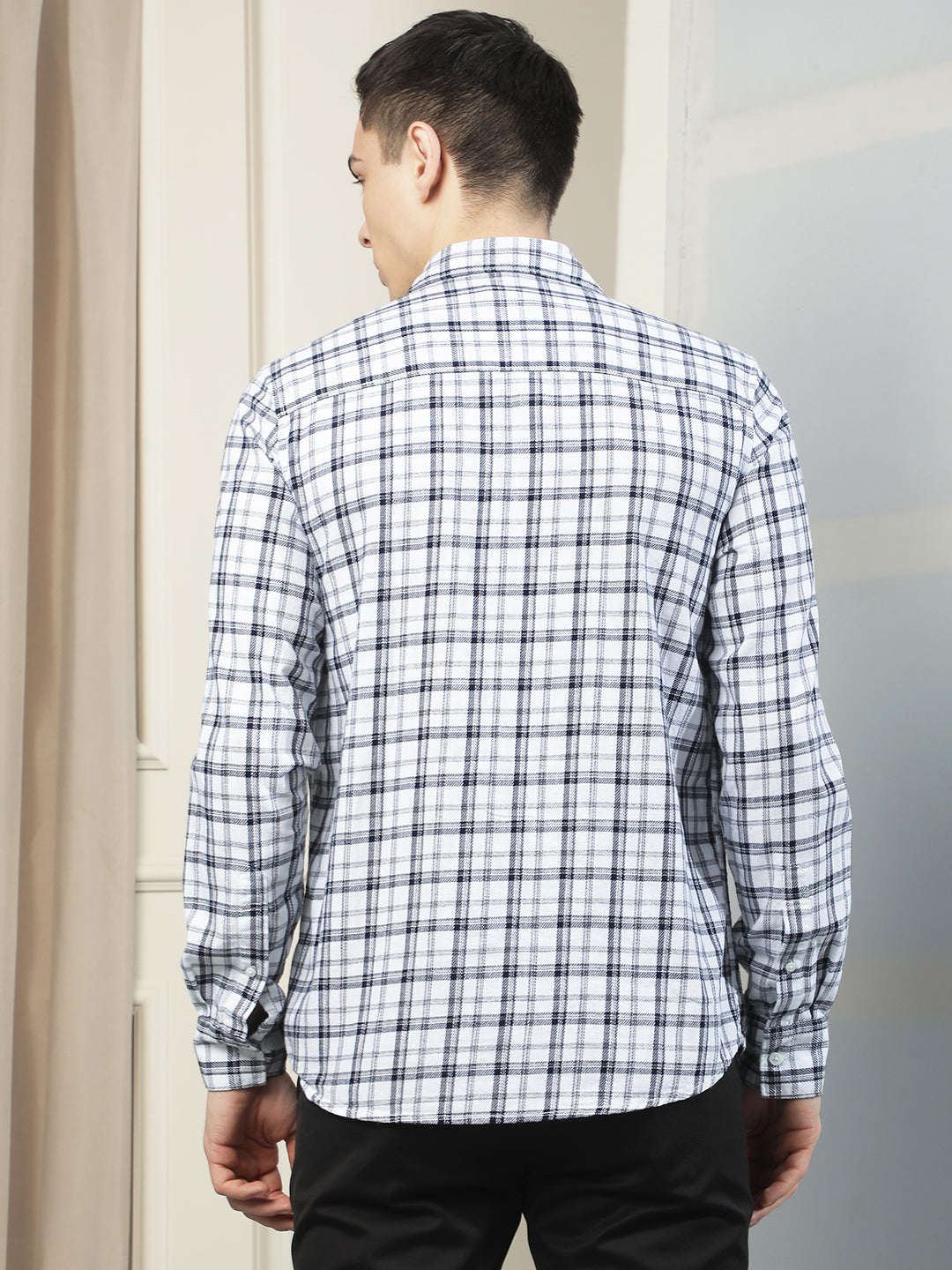 White 100% Cotton Checked Shirt