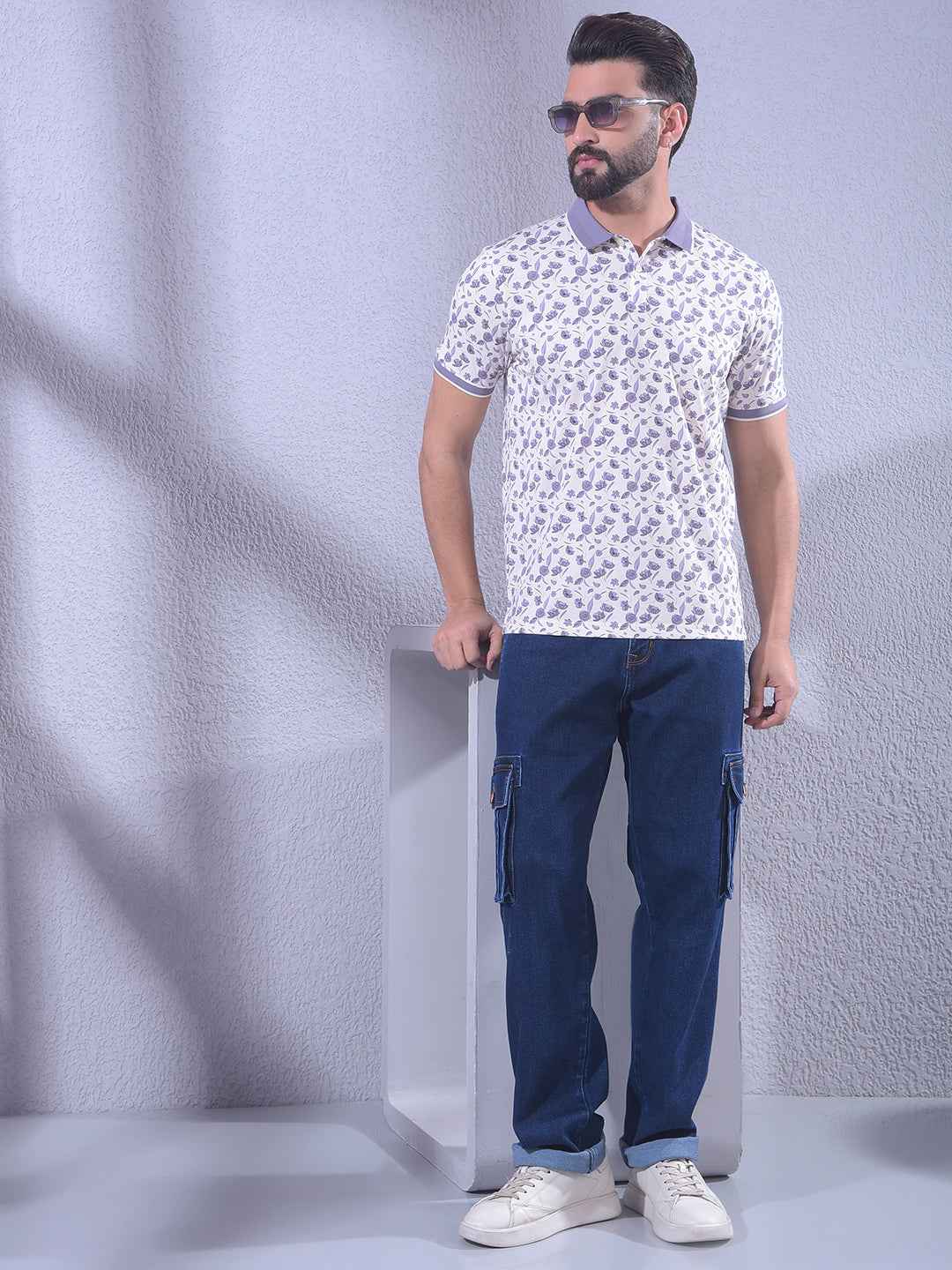 Purple Floral Print T-Shirt