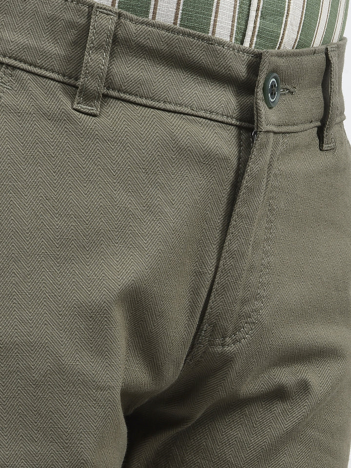 Olive Vertical Stripes Trousers