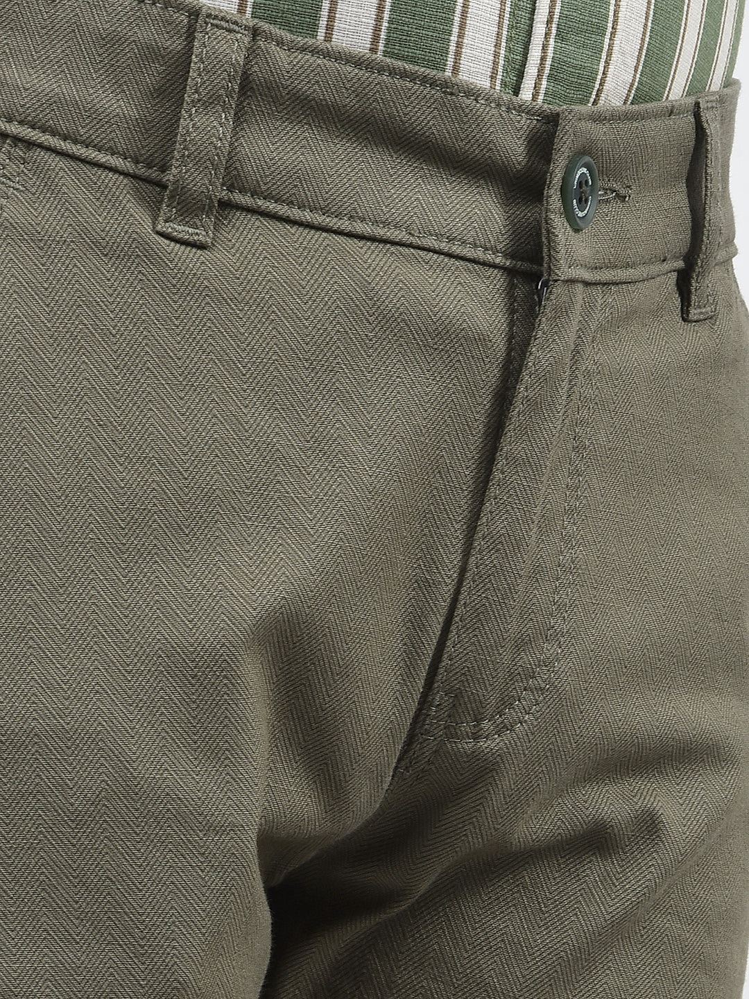 Olive Vertical Stripes Trousers