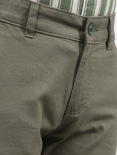 Olive Vertical Stripes Trousers